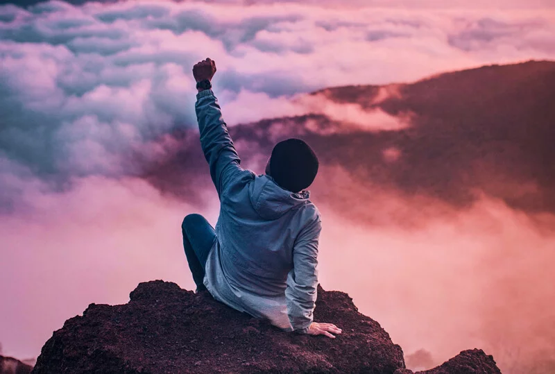 Person on cliff