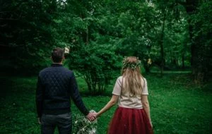 Man and woman in forest