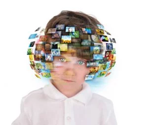 child with Media around head