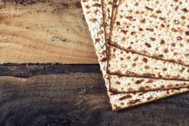 Matzah sitting on a rugged table