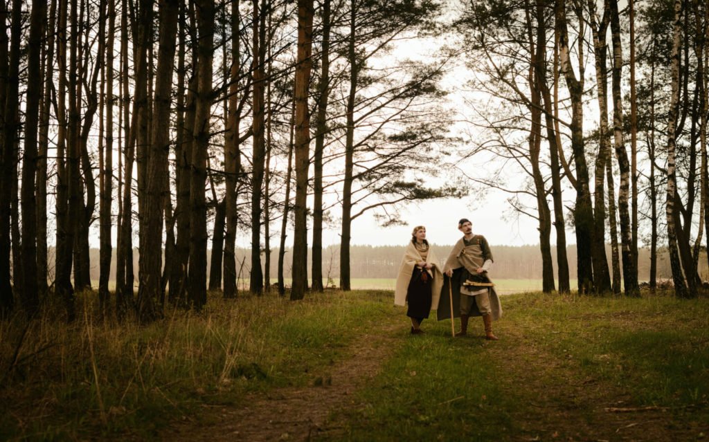 man and woman in the wilderness