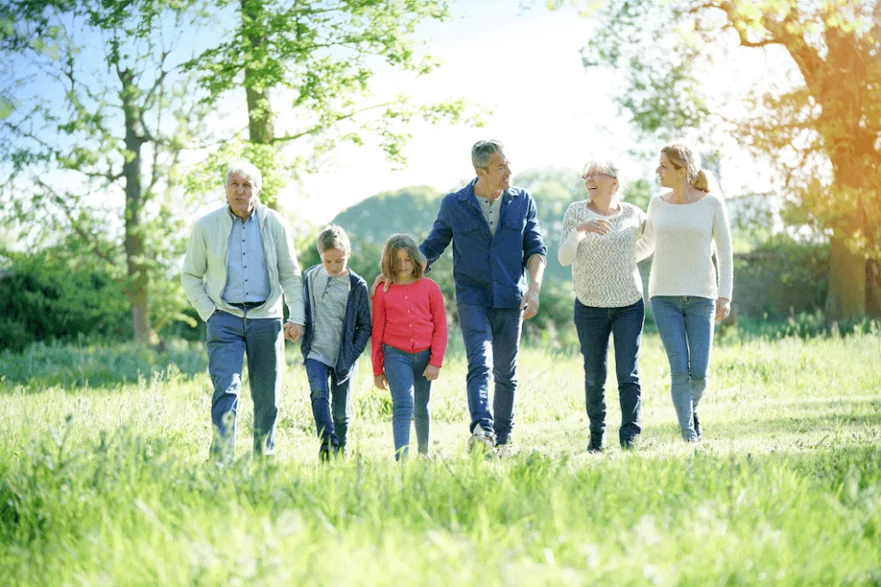 Family walking outside together